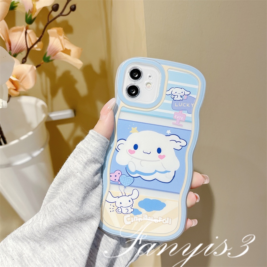 Redmi 12C A1 10C 10A 10 9 9A 9C 9T Note 11 Pro+ 11s 11 10s 10 9s 9 8 Pro Xiaomi Poco X4Pro X3 Pro X3NFC M4 F3 Mi 11 Lite 10TPro Cute White Rabbit Wavy Edge Phone Case TPU Soft Cover