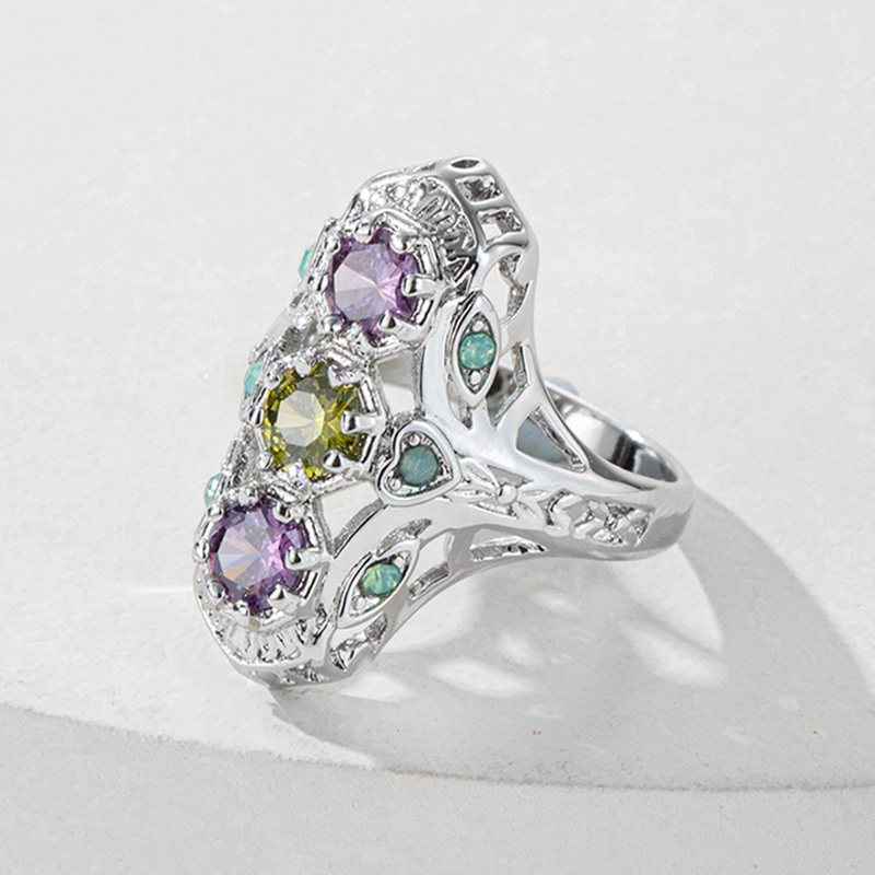 Cincin Zircon Inlaid Bahan Tembaga Untuk Pria / Wanita