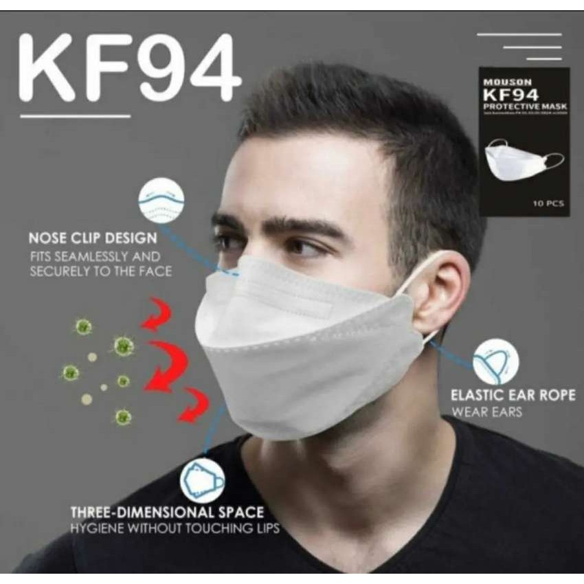 MASKER KF94 KOREA DEWASA IZIN RESMI KEMENKES 1pack = isi 10pcs - WARNA Hitam HARGA PROMO