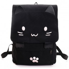 NIGEDU Tas Ransel Wanita Model Cat Cartoon - BB637 - Black White