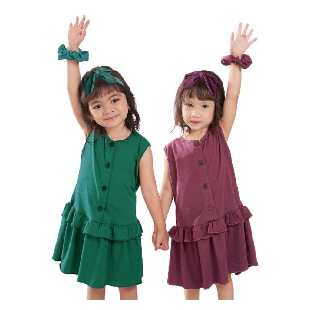 DIALOGUE SUMMER SLEEVELESS RUFFLE WAIST DRESS / DRESS ANAK PEREMPUAN