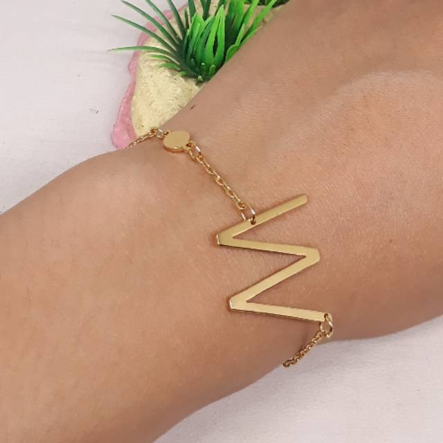 Gelang Carendelano Huruf Alfabet A Sampai Z - Gelang Inisial Huruf Gelang Inisial Huruf Titanium