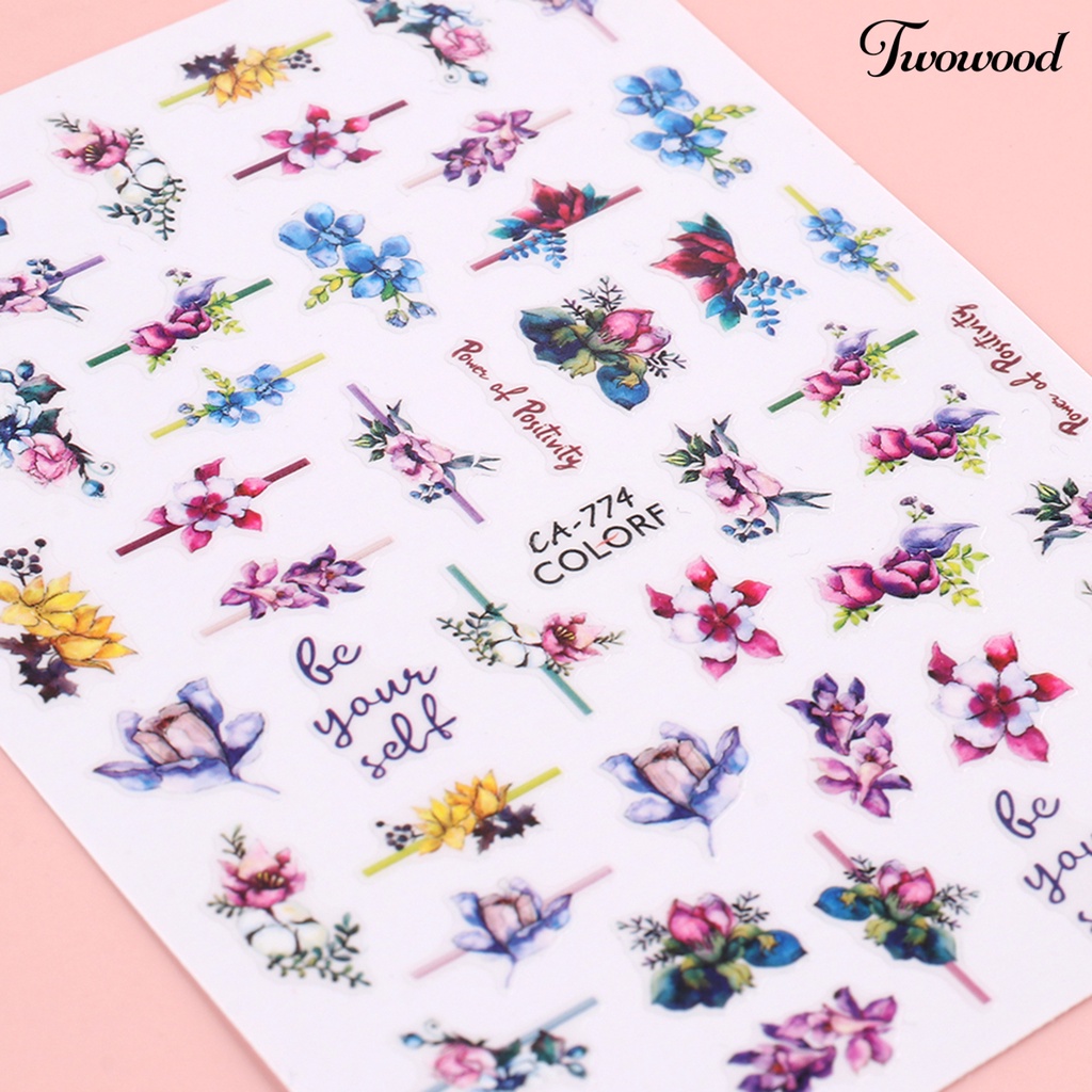 Stiker Kuku Motif Print Bunga Untuk Dekorasi Nail Art