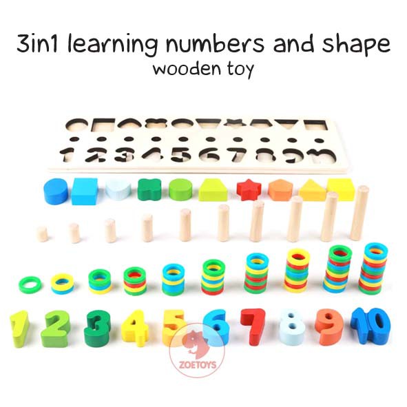 Zoetoys 3in1 Learning Numbers And Shape Fruit Wooden Toy | Papan Kayu Montessori Angka Bentuk Berhitung Digital Board Multifunction Wooden Fishing Logarithmic | Mainan Edukasi Anak | Cari Kado Natal