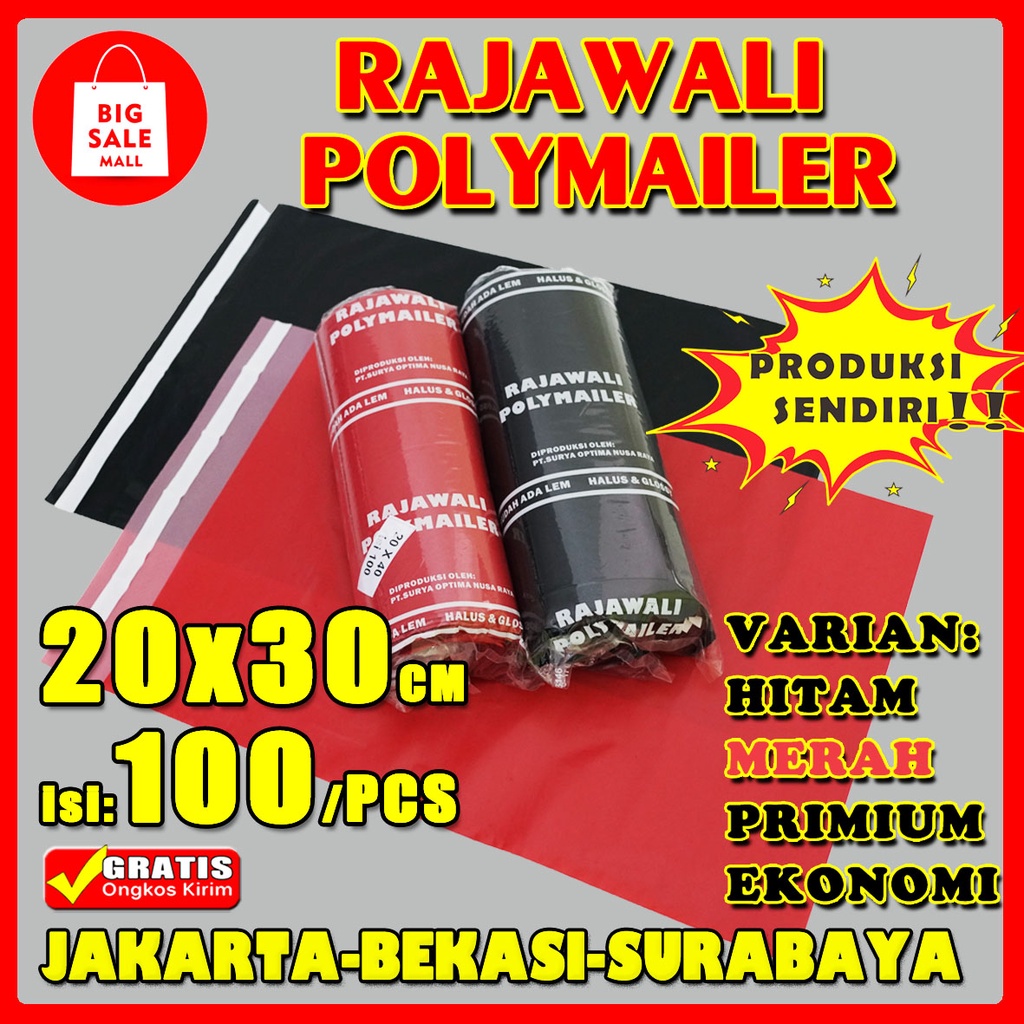 Plastik Packing Polymailer 20X30CM isi100pcs Warna Plastik Packing Online Shop Packing Perekat lem Tebal