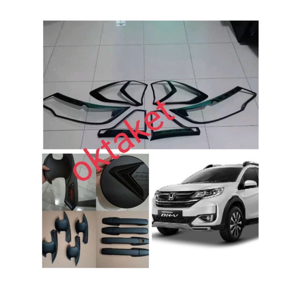 paket lengkap garnish depan belakang outer handle tank cover Honda BRV chrome hitam carbontivo