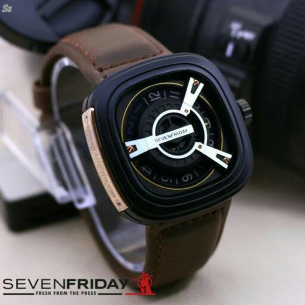 Jam tangan pria sevenfriday EVY1824 Dark Brown Silver