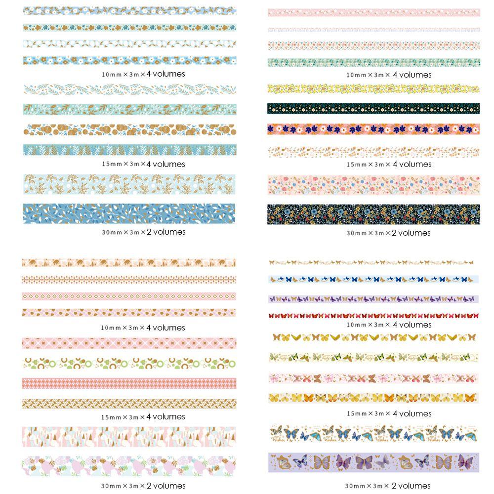 R-flower 10 Rol / Set Tape / Selotip Washi Motif Bunga / Hati Untuk Dekorasi Scrapbook DIY