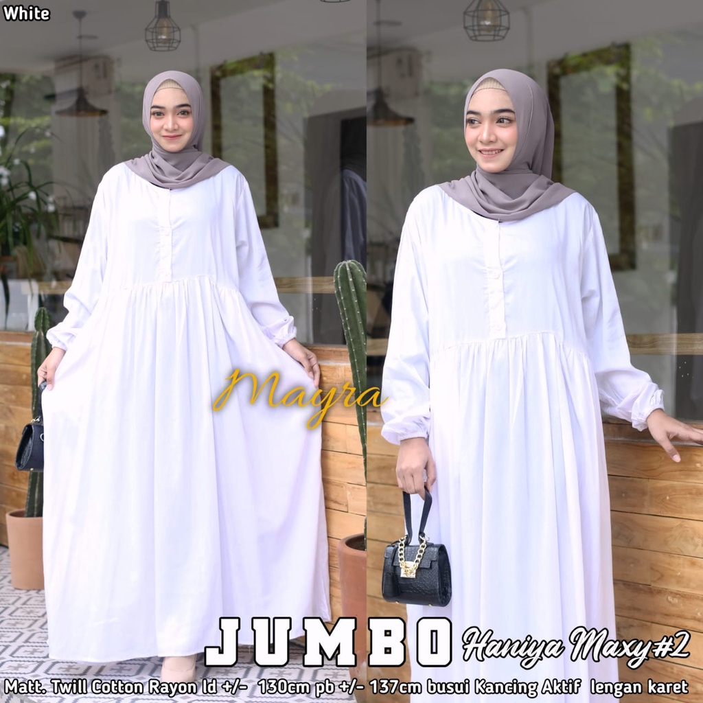 [Bayar Di tempat]. haniya 2 DRESS XXXL JUMBO / BAHAN RAYON TWILL / GAMIS SYARI LD 130-5