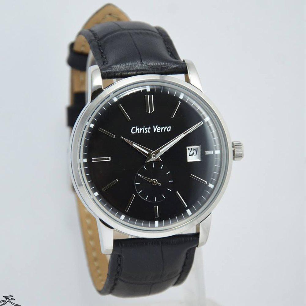 Laris Christ Verra 31928G-21 Silver Black Leather Black Original Murah