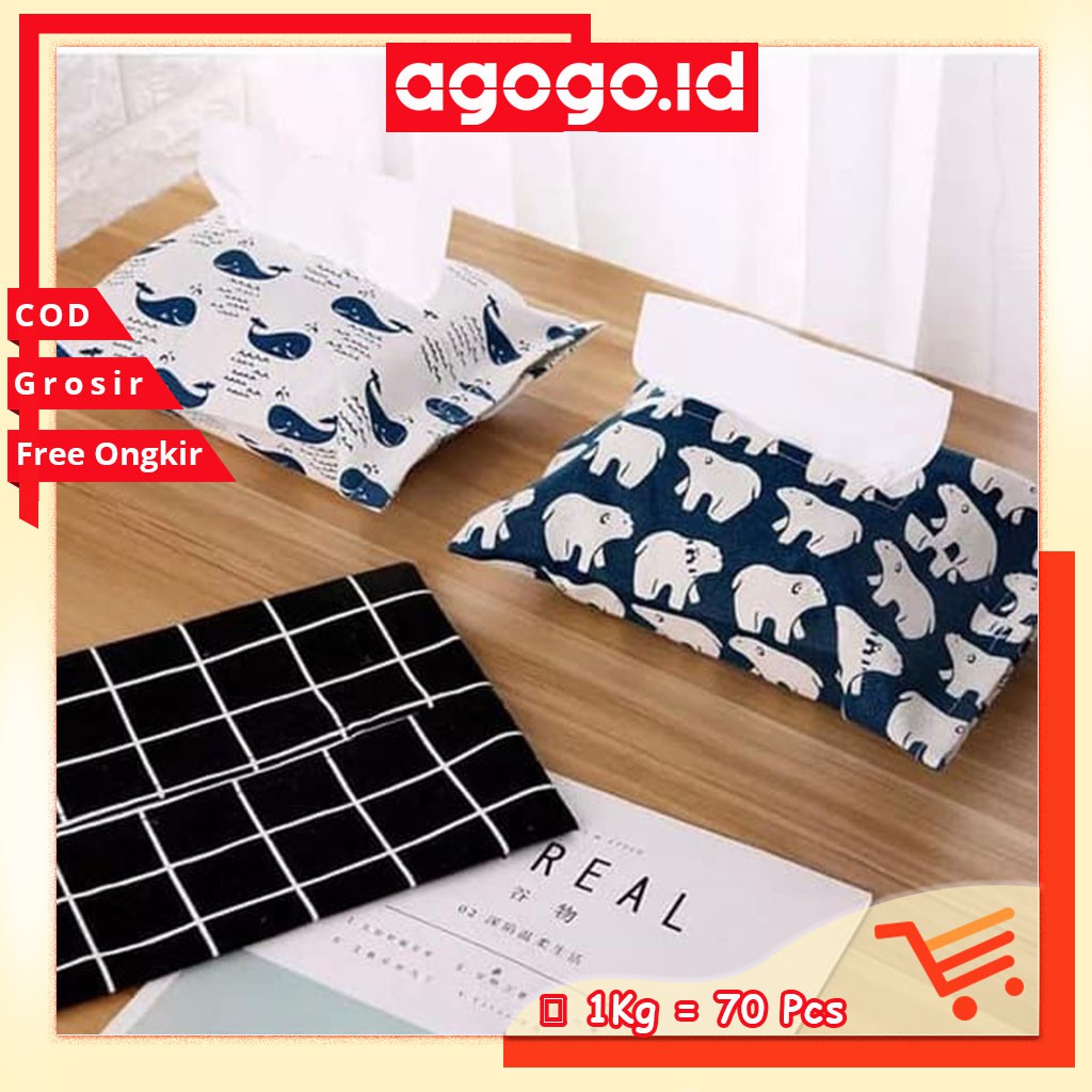 AGG-66 Natural Tissue Pouch / Tempat Dompet Tisu Kain Kanvas Sarung Travel Murah