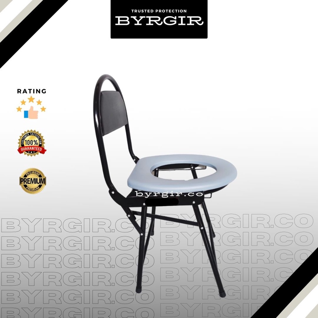 BYRGIR Kursi Toilet Duduk Bangku BAB/BAK Commode Chair Lipat Ringan Mini Lansia Portable Chair WC Tanpa Roda Praktis Good