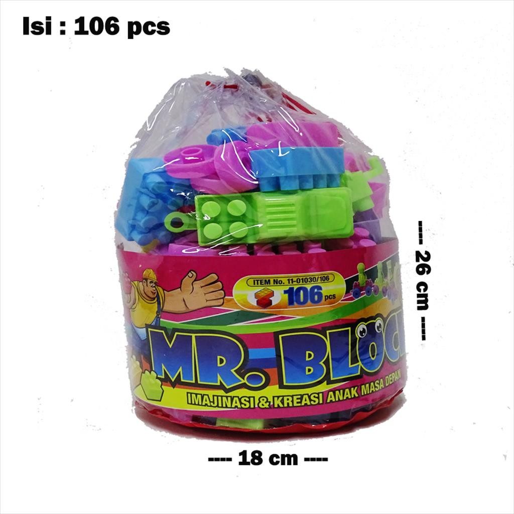 [ONGKIR 1 KG] ( ISI 106 PCS )  Mainan Edukasi Anak Blok Bongkar Pasang/ Mainan Mr Block Puzzle