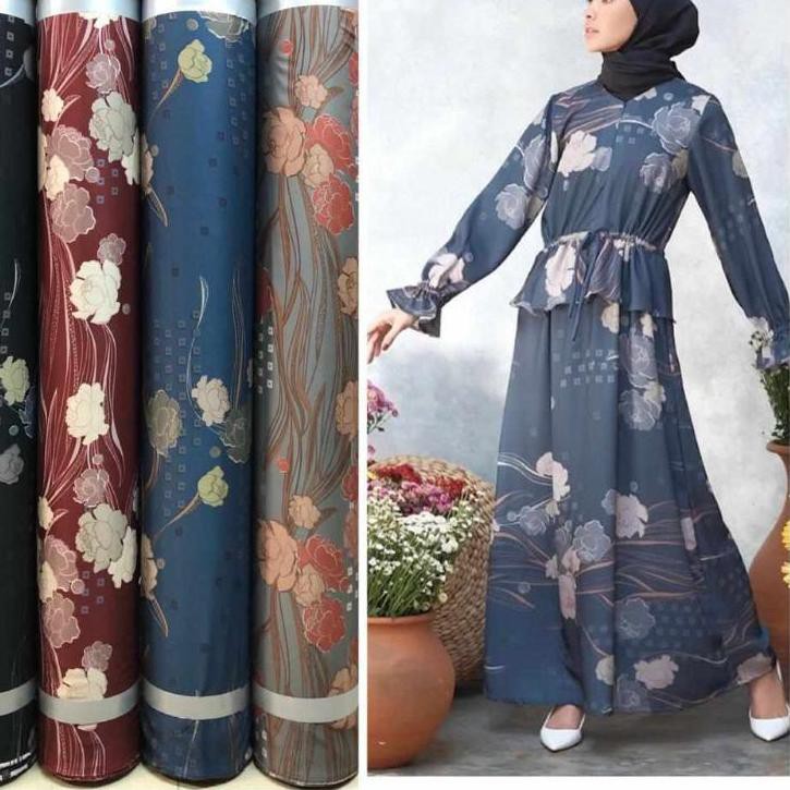 Terlaris Kain chanel silk / bahan gamis branded / kain dior silk motif meteran / wolfis Monalisa / r