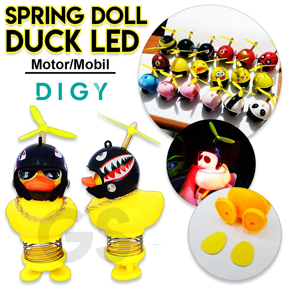 termurah mainan Spring Doll Mobil Boneka Emoticon Bebek Led dan Non Led