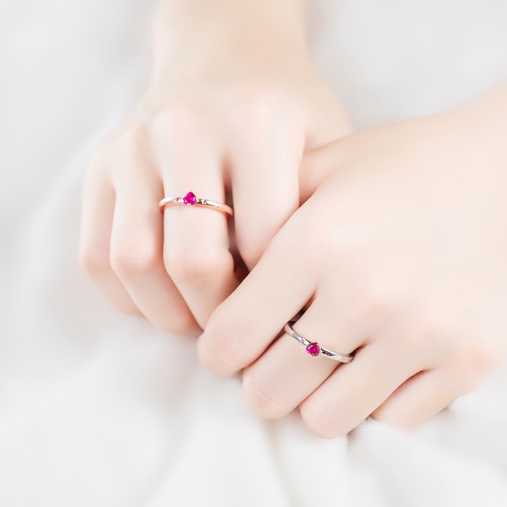 【COD Tangding】Cincin Wanita Bentuk Hati Warna Merah Untuk Hadiah Valentine