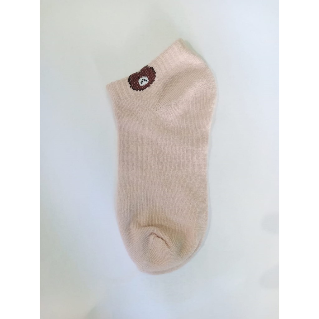 Kaos Kaki Ankle Pendek Lucu Tebal 1kg muat 86pcs Motif Brown Import Lembut GANNISE KK0002-KK0002 LIGHTPINK