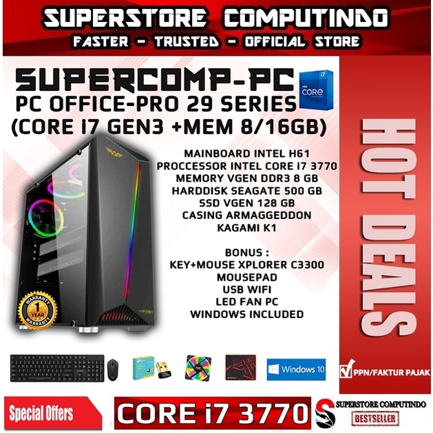 PC Rakitan Office Core i7-RAM 8/16GB-PRO 29 Series-Siap Pakai