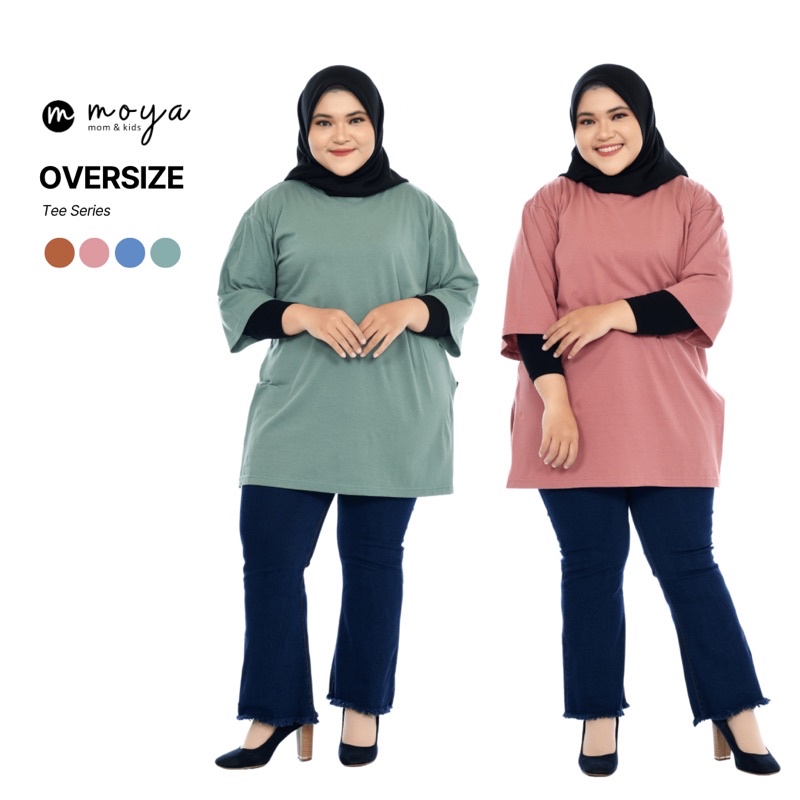 Kaos Oversize Casual Tee Polos Big Size LD 130cm (Fit to XXL) Kaos Polos Terbaru Hijab Friendly by moya