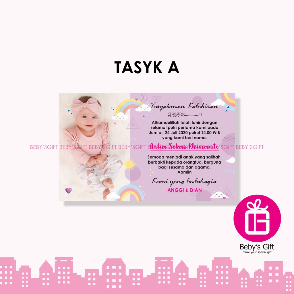 Kartu Box Nasi Tasyakuran Kelahiran Bayi Aqiqah Anak Selapanan Khitan-TASYK A
