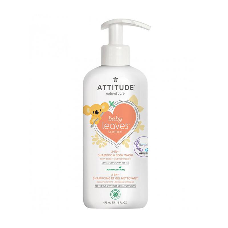 Attitude Baby Leaves Science 2 in 1 Natural Shampoo &amp; Body Wash 473ml - Pear Nectar