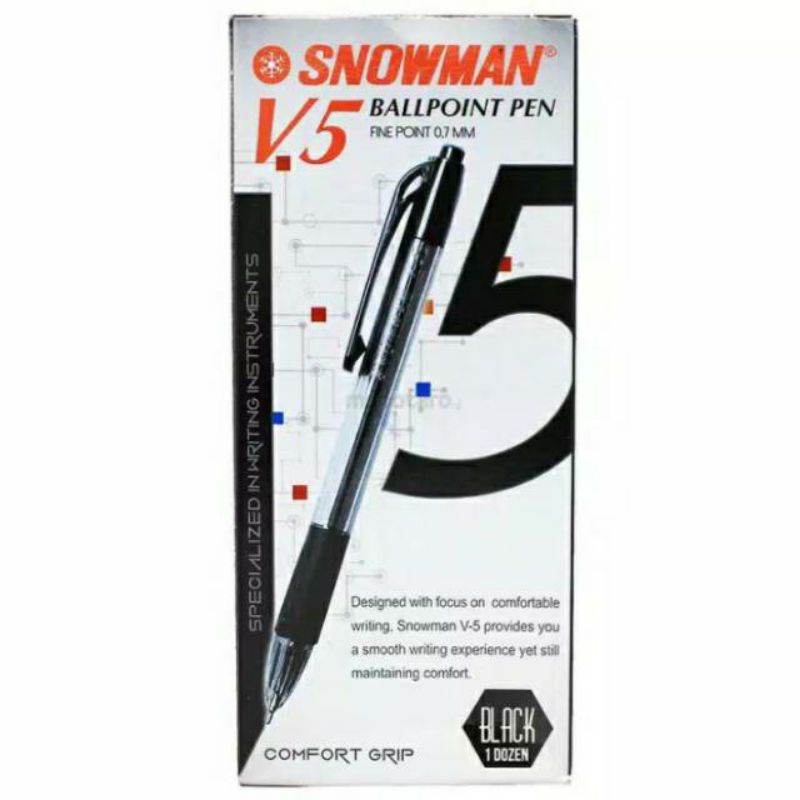 

SNOWMAN Ballpoint pen SNOWMAN V5 0.7 mm Hitam isi 12 pcs