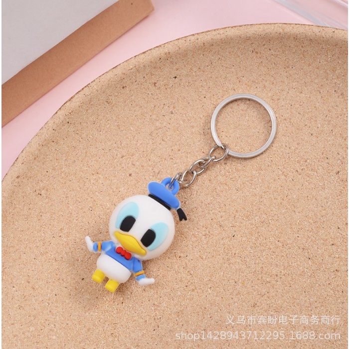 Gantungan Kunci DISNEY Aksesoris Pvc Karakter Lucu Custom Souvenir Bahan Karet Donald Pooh Micky Minnie Piglet Wanita Pria Pin bros Mini Button Lucu Aesthetic Chikoisme