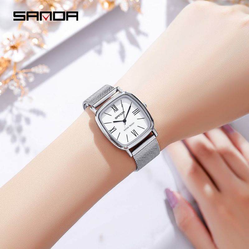 TERVIRAL SPESIAL SANDA P1101 Jam Tangan Wanita Analog Classic Tali Stainless Steel Anti Karat