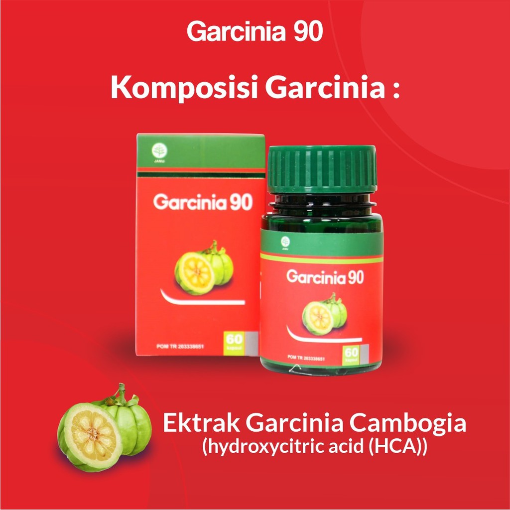 Garcinia 90 - Herbal Pelangsing Kurangi Lemak Tubuh Turunkan Berat Badan Bantu Diet Sehat Obesitas &amp; Tingkatkan Energi &amp; Membersihkan Tubuh dari Racun Bercahaya Isi 60 Kapsul