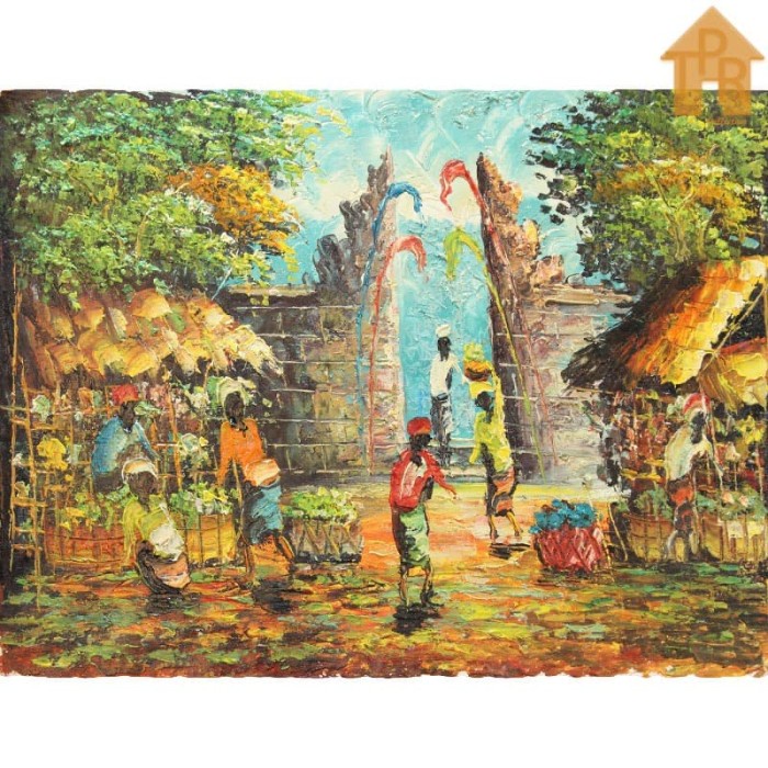 Lukisan Asli - Balinesse Pura Landscape Decorative 40x30cm.