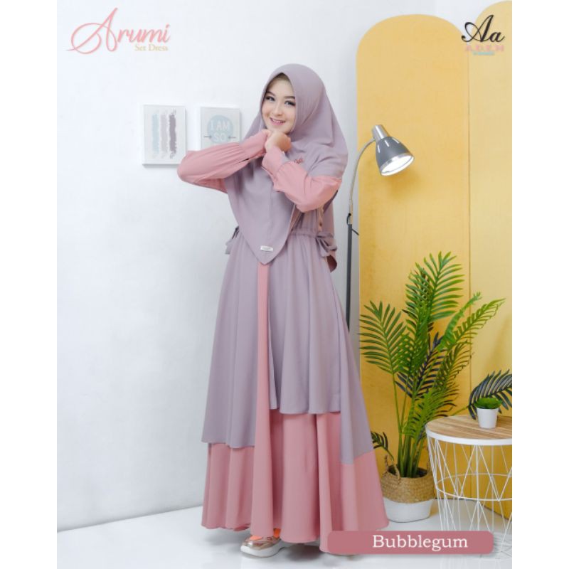 PO Gamis Set Arumi dress by Aden hijab(Free Masker,ready pertengahan juni)