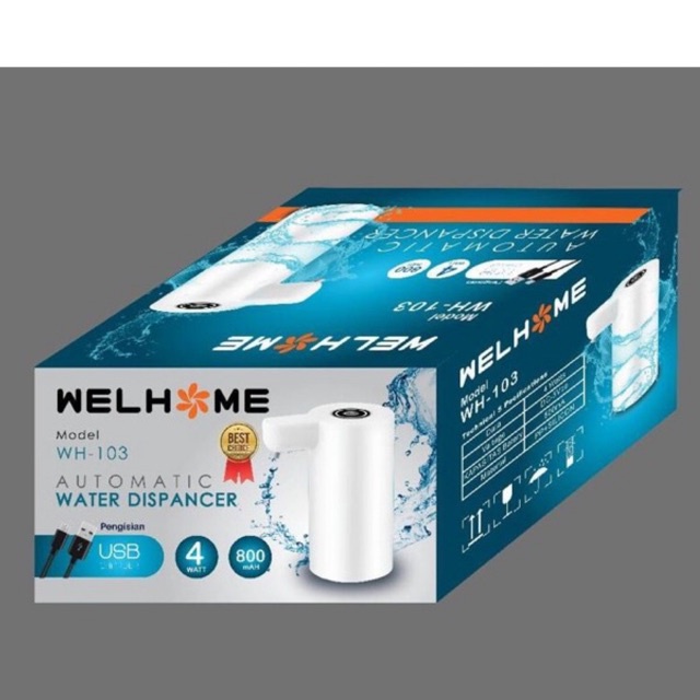 Pompa air galon Welhome Electrik SNI USB Recharge