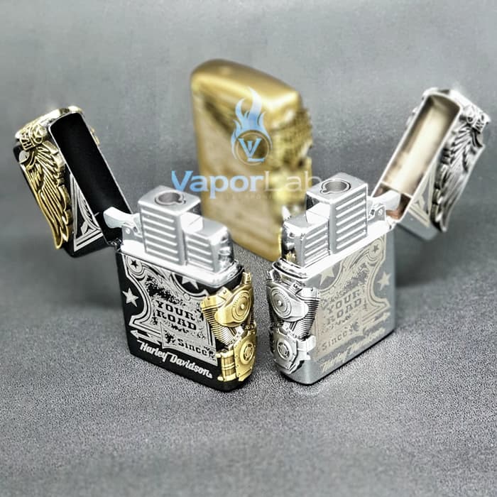 mancis korek api gas bara las model zippo amazon harley gas lighter - Amazon Black