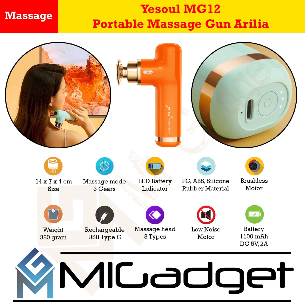 Yesoul MG12 MG 12 Mini Pocket Portable Massage Gun Arilia