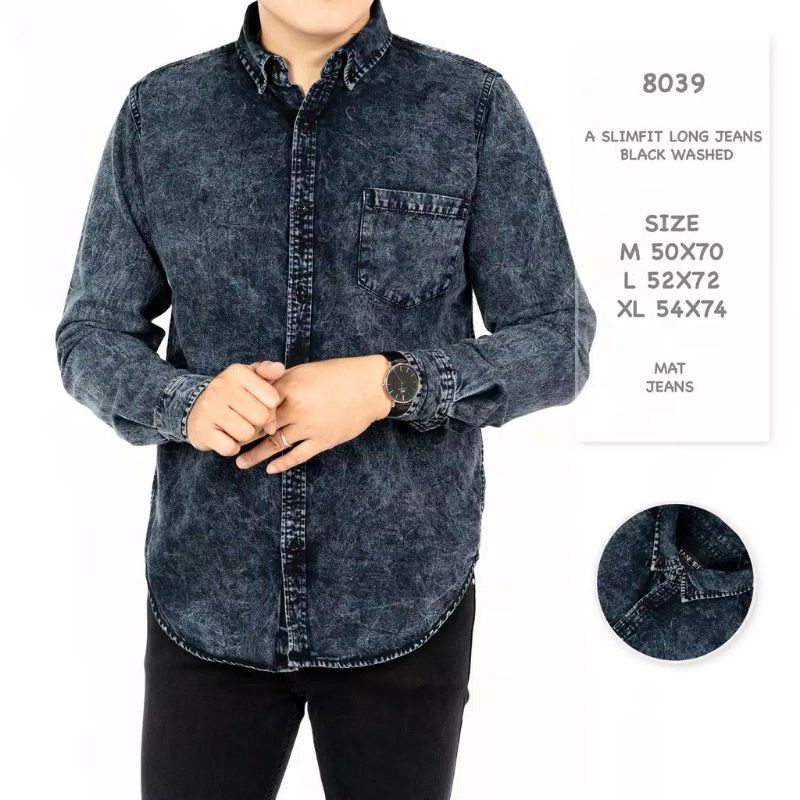 KEMEJA JEANS PRIA LENGAN PENDEK // KEMEJA COWOK LENGAN PENDEK PRIA DENIM Wash