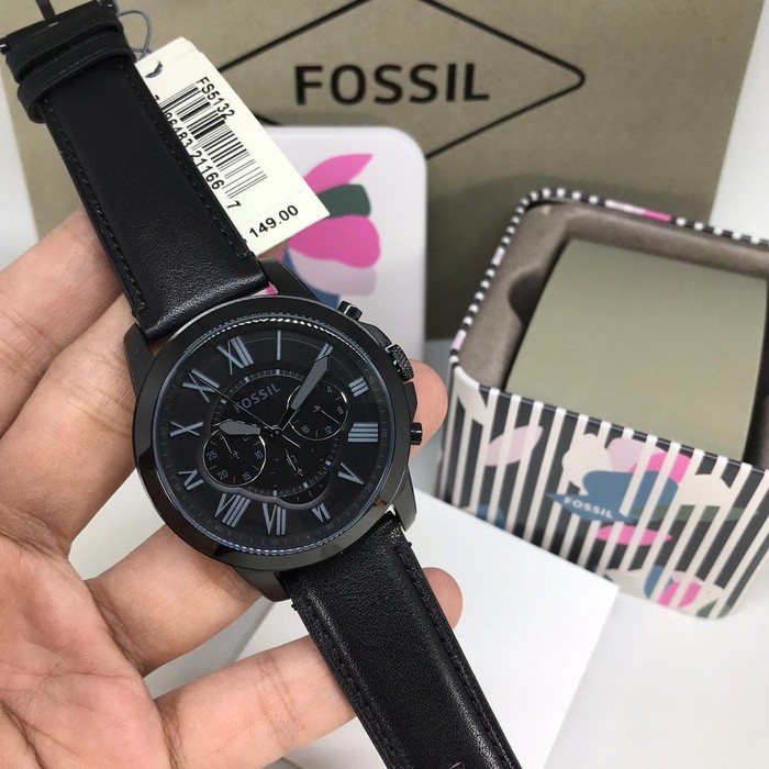 Jam Tangan Pria Fossil Fs5132 Black 45mm Original