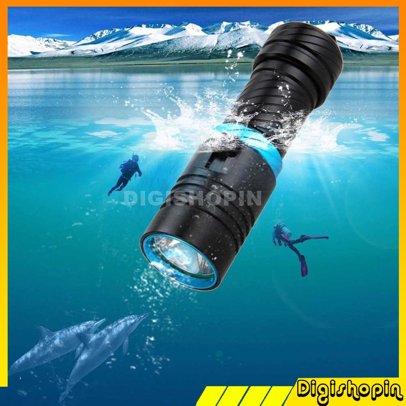 Senter Diving LED Flashlight Waterproof L2 3800 Lumens Senter Menyelam Diving LED Senter Scuba Divin