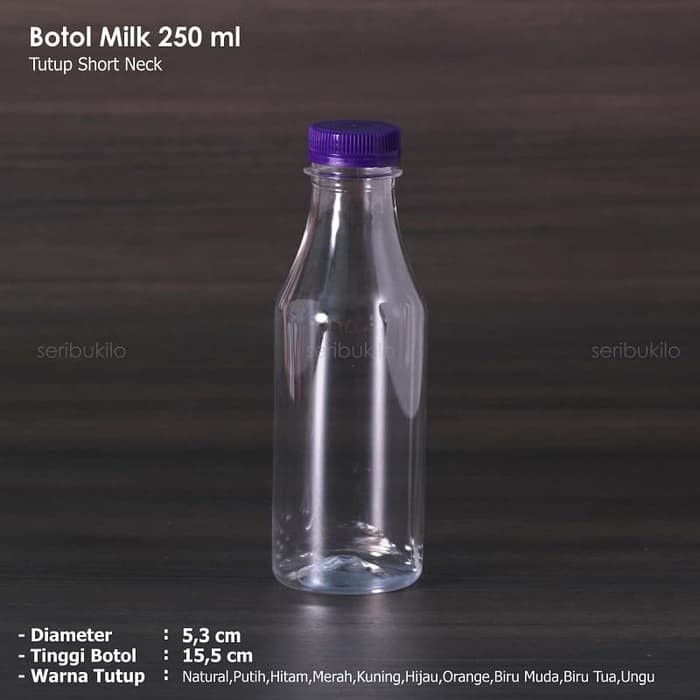 Botol Plastik 250 ml Milk / Botol Pir Milk 250 ml - Tutup Short Neck