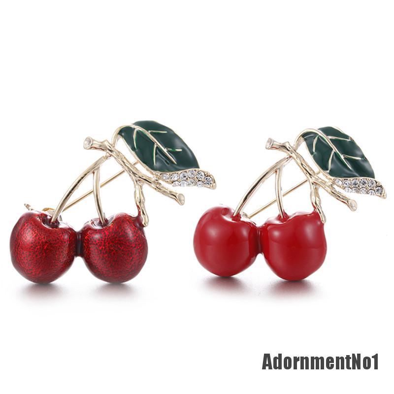 (Adornmentno1) Bros Pin Enamel Bentuk Buah Ceri Merah Bahan Metal Untuk Aksesoris Sweater