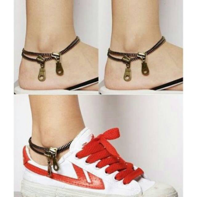 CLEARANCE SALE - GG0107 - Gelang Kaki Korea Kpop Model Resleting ZIpper