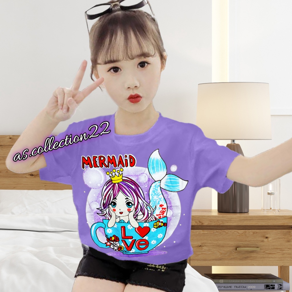 KAOS Anak perempuan Motif MERMAID Love Cute#USIA 1-10 TAHUN