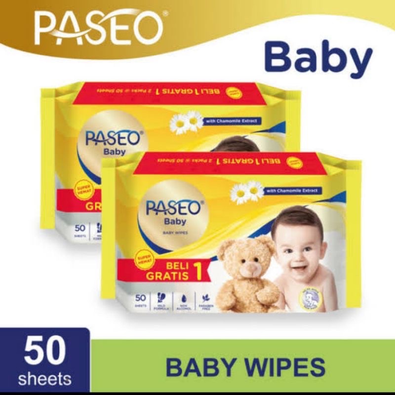 Paseo baby tissue basah 50s * 2pack buy 1 get 1