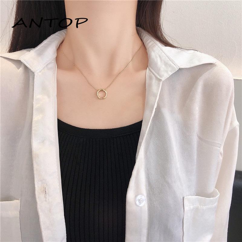 Kalung Rantai Clavicle Simple Dengan Liontin Bulat Untuk Wanita