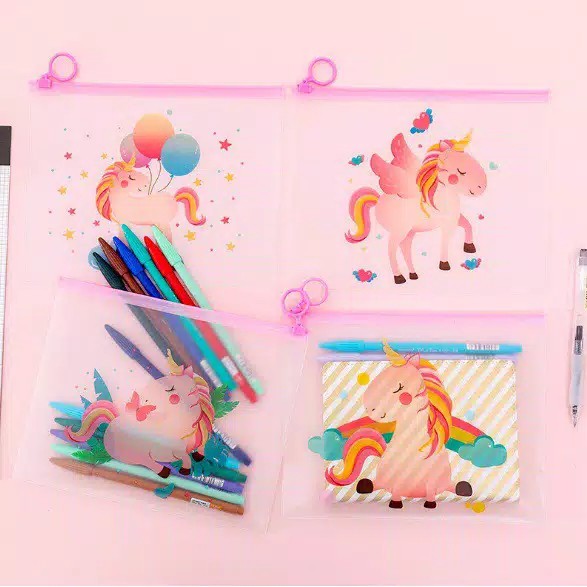 Map unicorn Tepak pensil unicorn Tempat Masker Anak Untuk Pergi