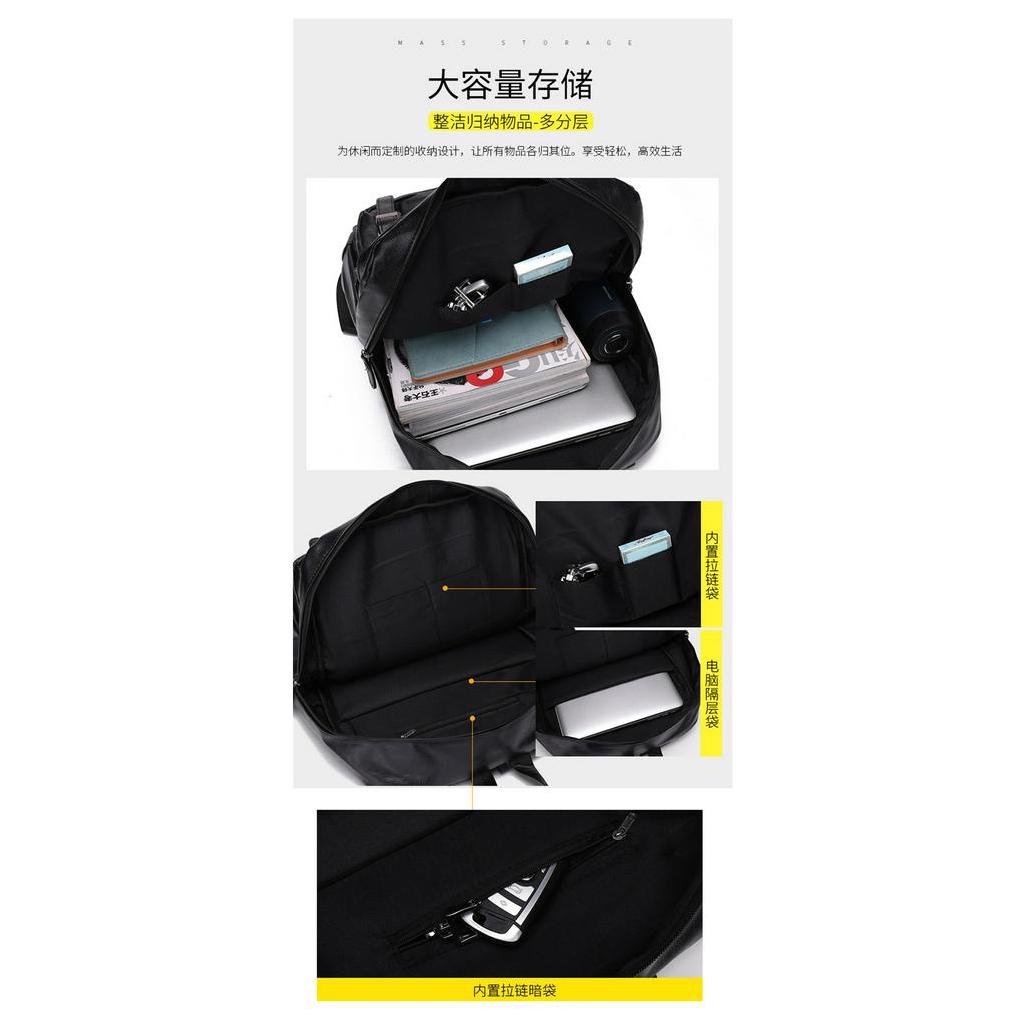 Tas Ransel Laptop Pria Kulit PU Import