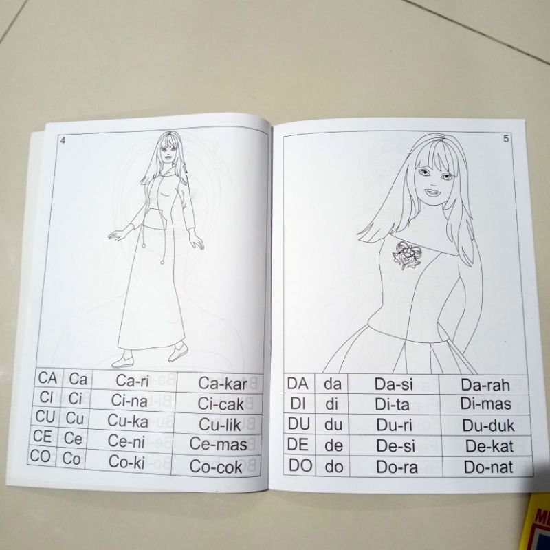buku paket isi 5 buku, mewarnai untuk anak perembuan A4(21×30cm)