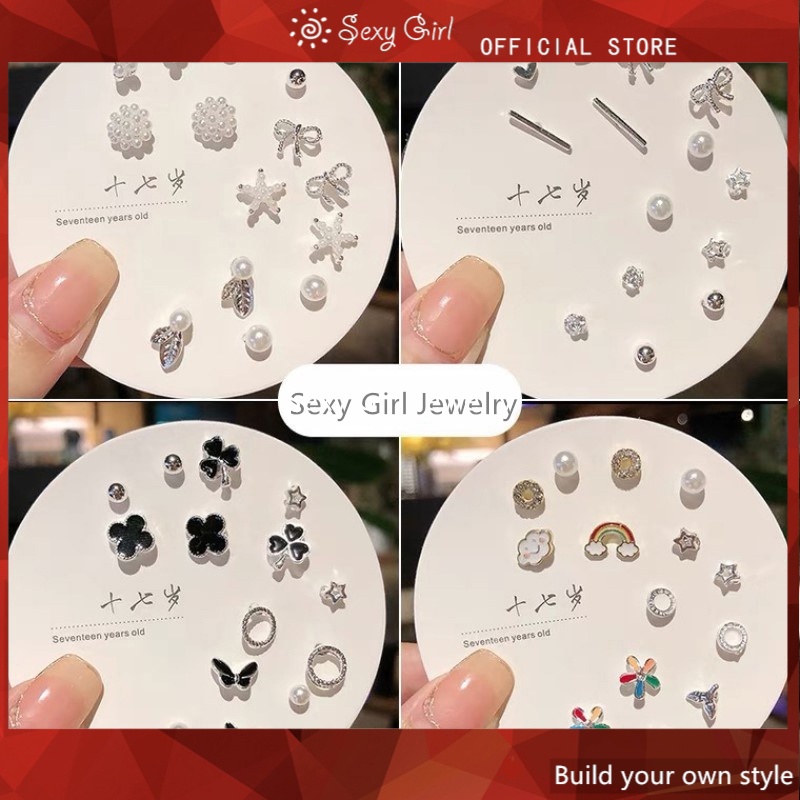 7 Pasang / Set Anting Tusuk Kecil Simple Sexy Untuk Wanita