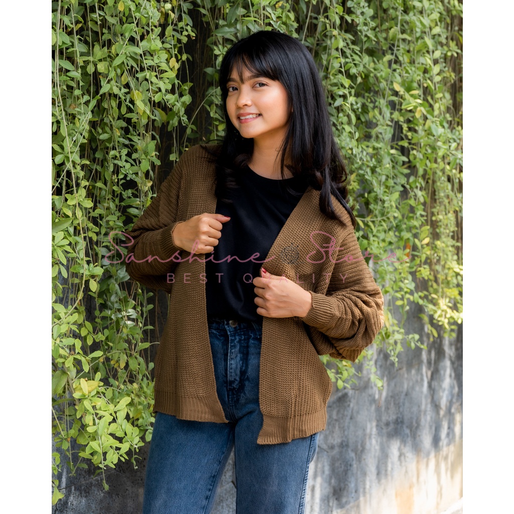 Cardigan Batwing Rajut Ovesize 7 Gauge Lembut Tebal