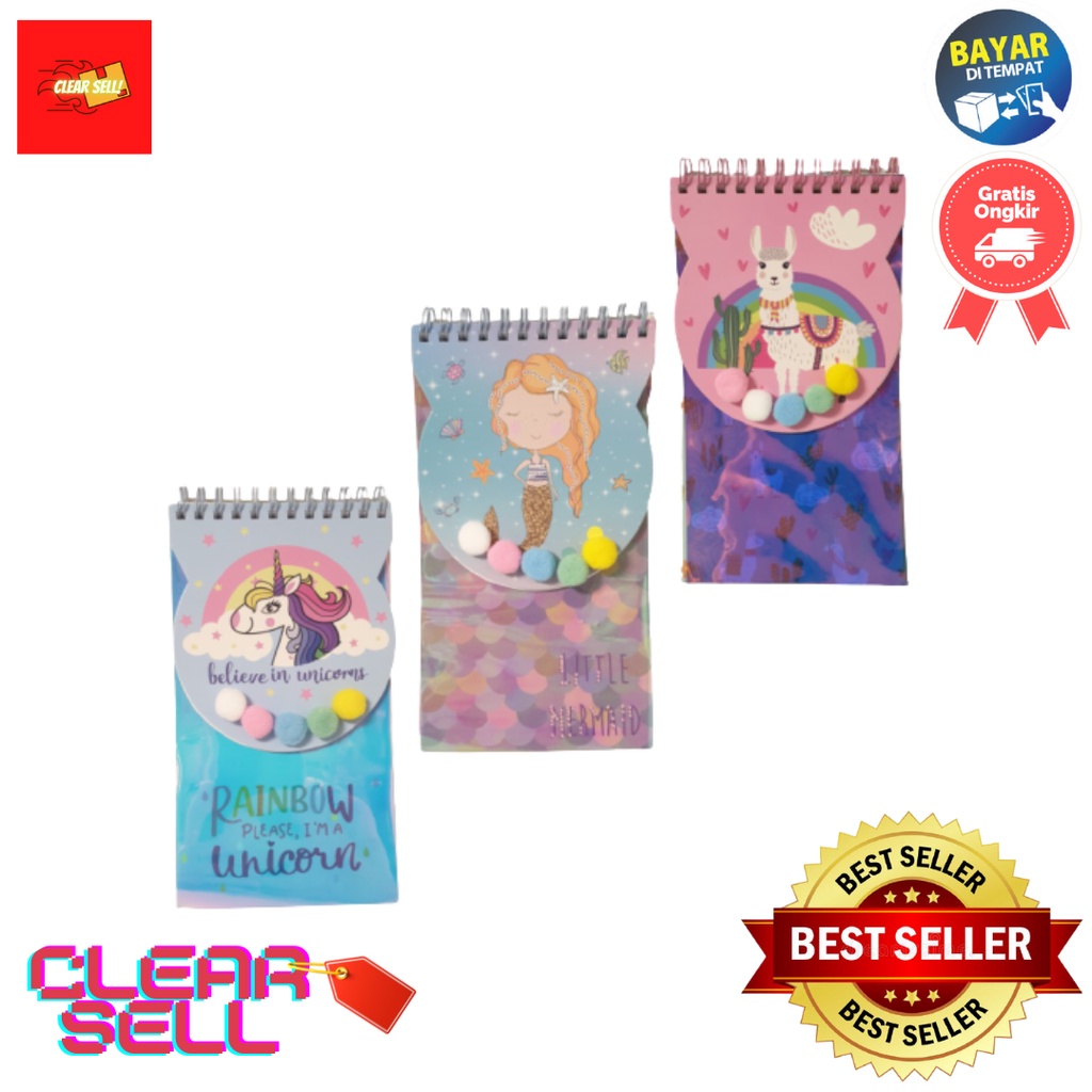 

Notepad memo / Buku catatan lucu motif Mermaid / Unicorn / Sheep P F2074