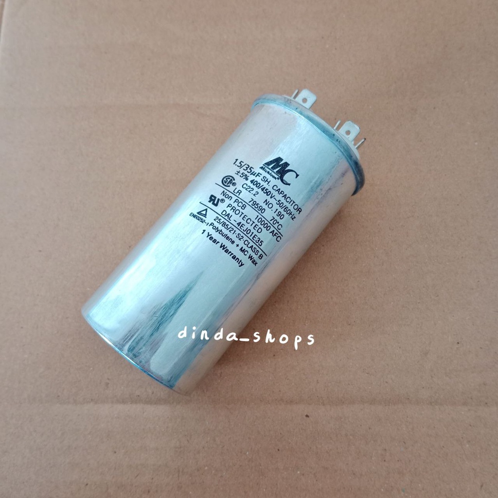 KAPASITOR AC / CAPACITOR AC LG 3 KAKI 35/1,5 uF (MERK MC) 35/1,5 MIKRO